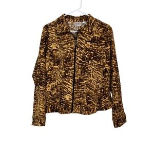Zenergy by Chico's Brown Printed Zip Up Jacket Size 1 (S) Women